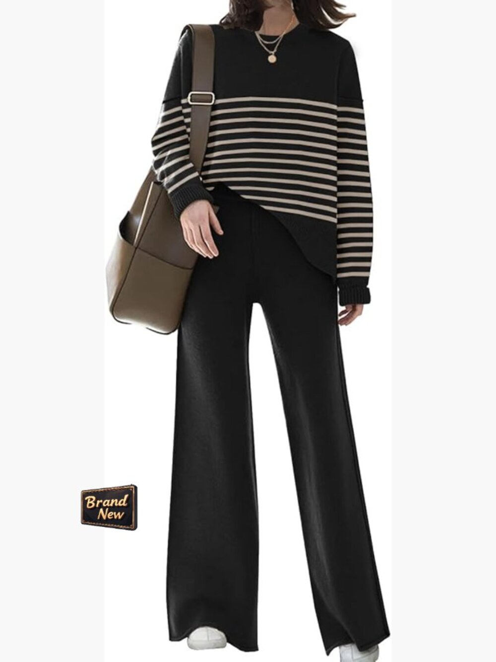 Womens Lounge Sets 2 Piece Knitted Sweatsuit Wide Leg Sweatpants